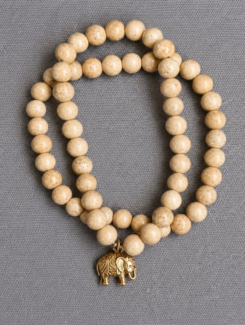 Lucky Elephant Charm Beaded Stretch Bracelets Natural Stone Boho Coquette